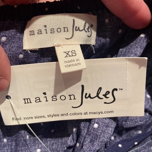 NWT Macys Fiesta Off Shoulder Dress Maison Jules Blue New With Tags Size XS Boho - Picture 5 of 9